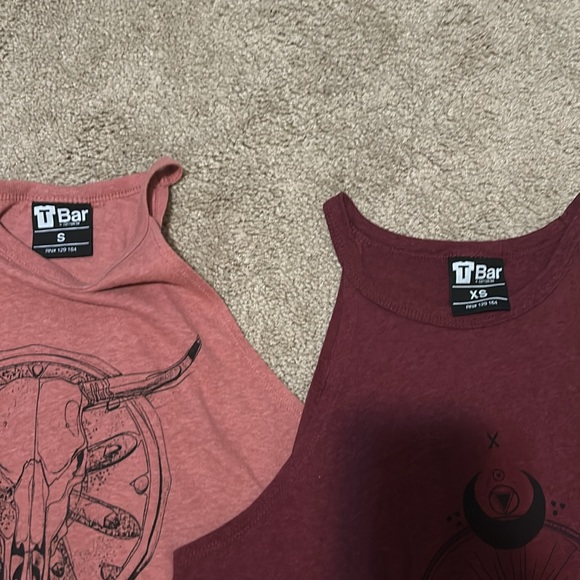 Two Tank tops with designs on front - Maroon & Light Pink. From Cotton On. - Picture 3 of 4